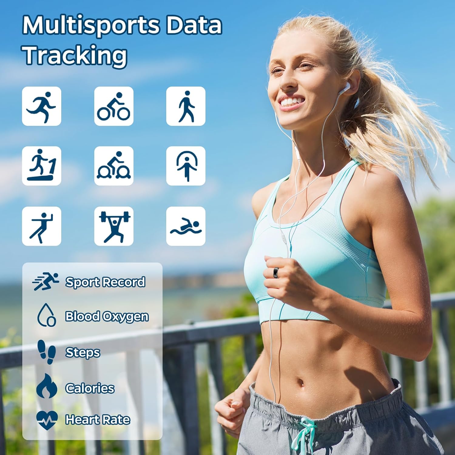 Smart Ring Health Tracker, Anillo Inteligente para Hombre, Health Rings for Women & Men, Long Lasting Batteries Sleep Ring, Waterproof Fitness Tracker (Silver, 8#) - Image 5